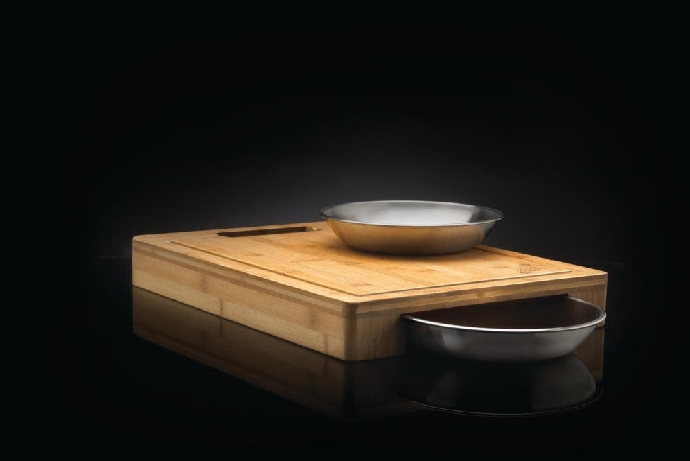 Cutting Board with Stainless Steel Bowls