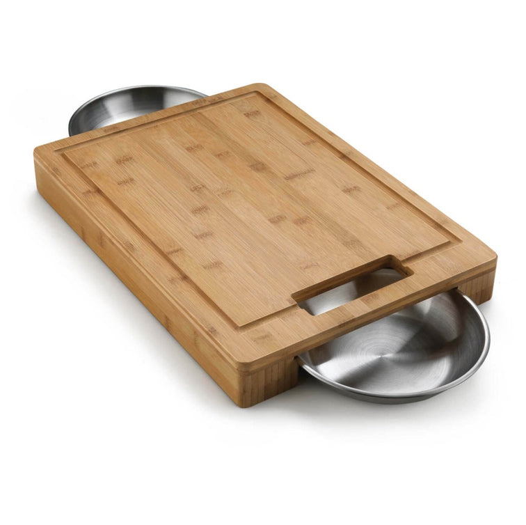 Cutting Board with Stainless Steel Bowls