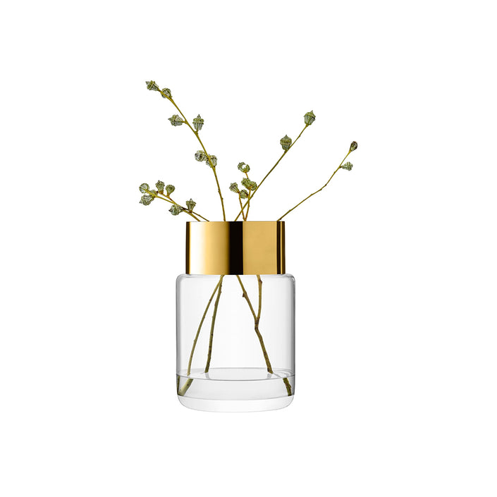 Aurum Vase/Lantern H30cm – Clear & Gold Glass